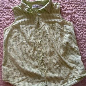 Basic Editions Lime Green Striped Top